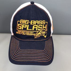 Big Bass Splash Sealy Outdoors Hat Navy Orange Adjustable Trucker Cap AL